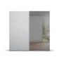 Nimbus wardrobe with sliding doors one is silk grey decor and one grey mirror on a white background