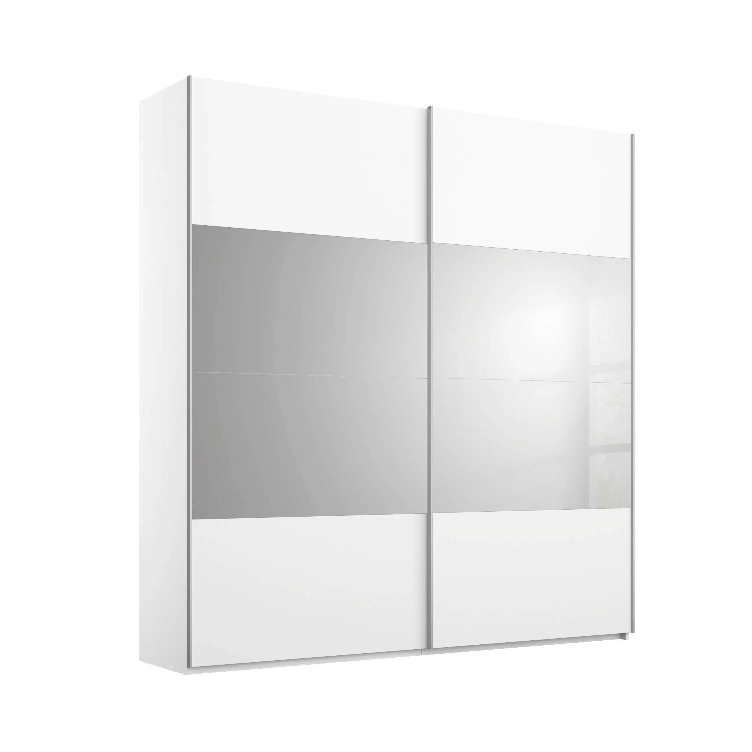 Nimbus White Sliding Door Wardrobe with Grey Mirror 