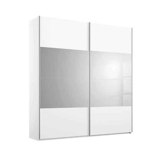 Nimbus White Sliding Door Wardrobe with Grey Mirror 