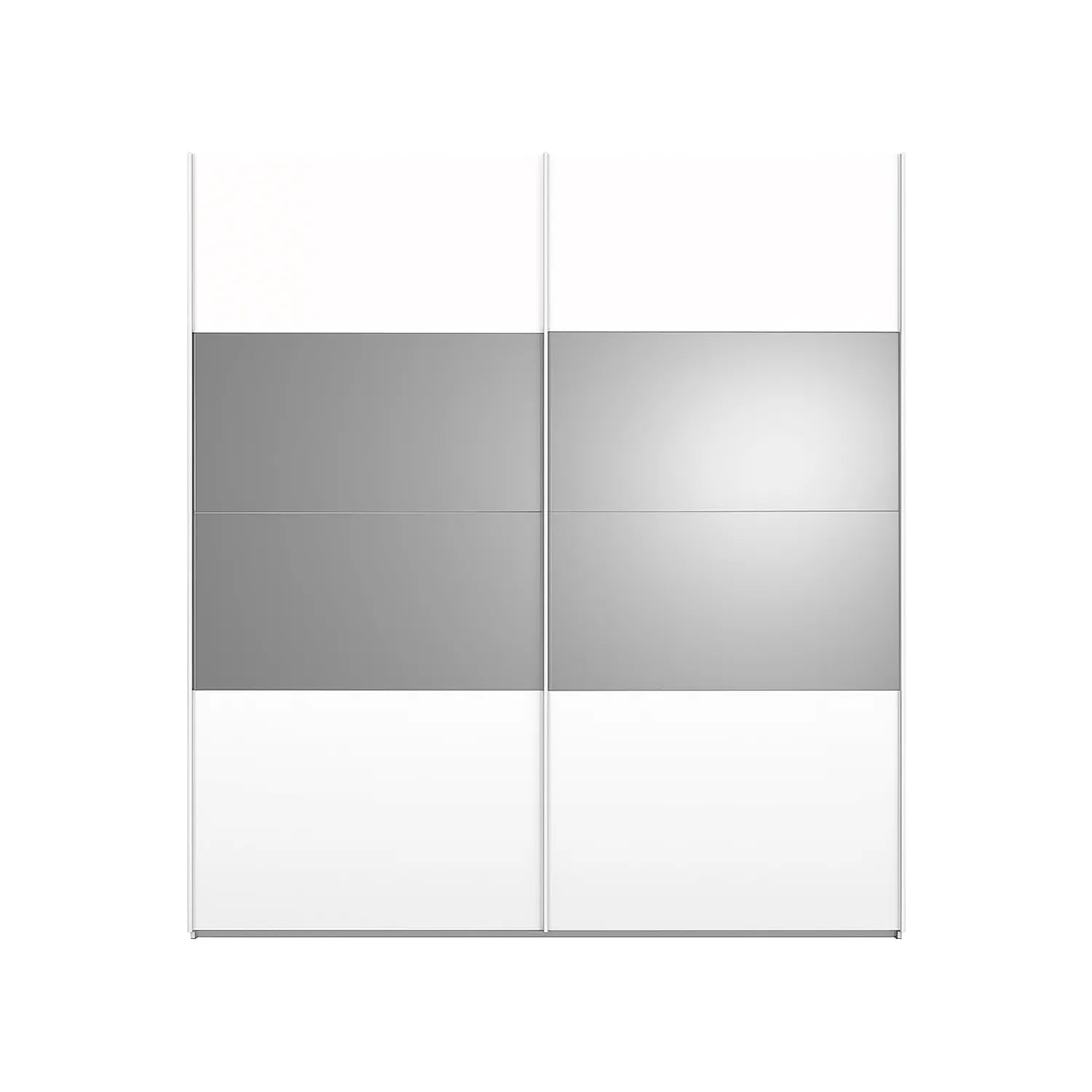 Rauch Nimbus White 2 Sliding Door Wardrobe with Grey Mirror - shown with mirror in central position