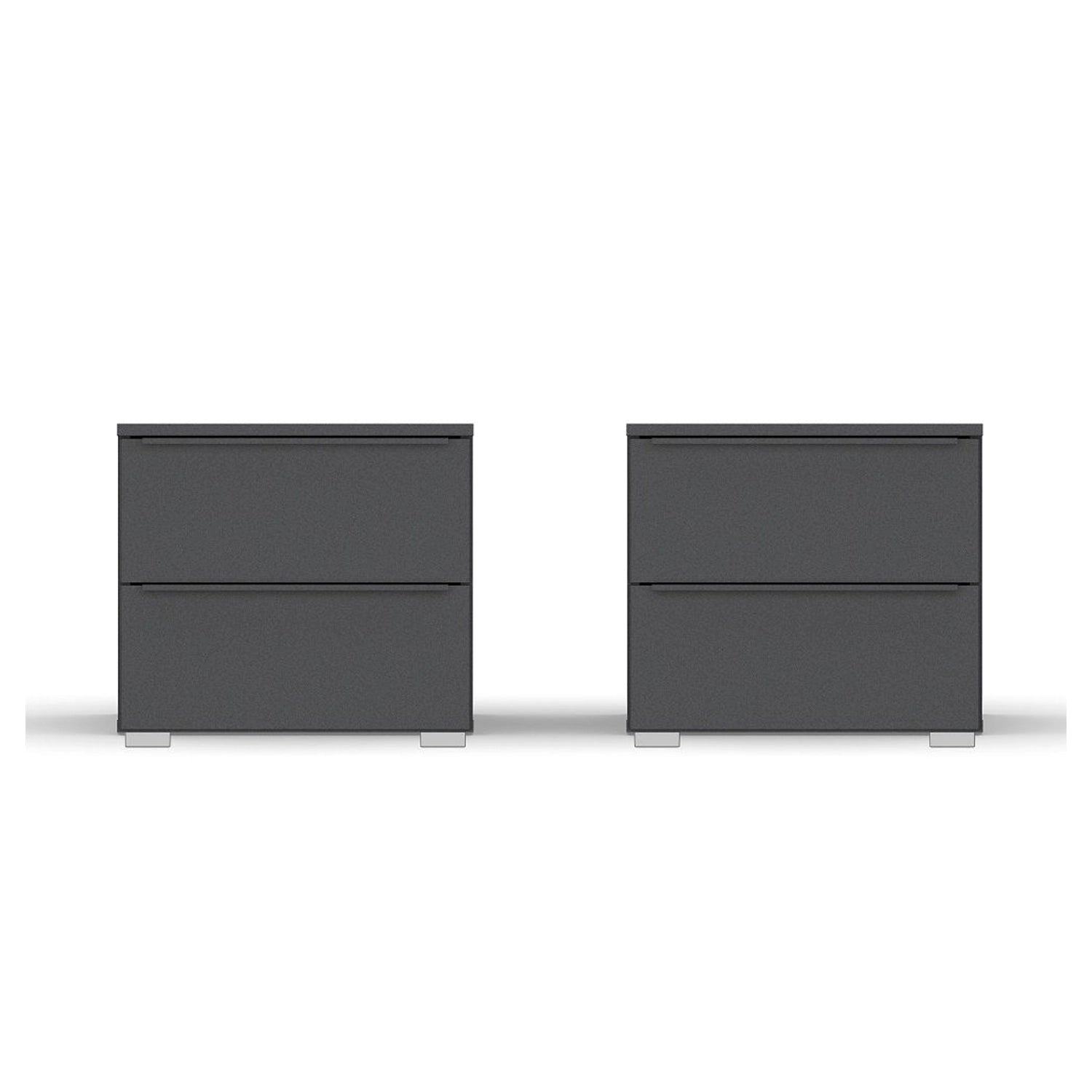 Rauch Novus 2 Drawer Beside Table in Graphite - Front View