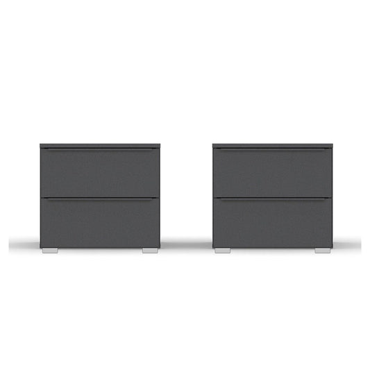 Rauch Novus 2 Drawer Beside Table in Graphite - Front View