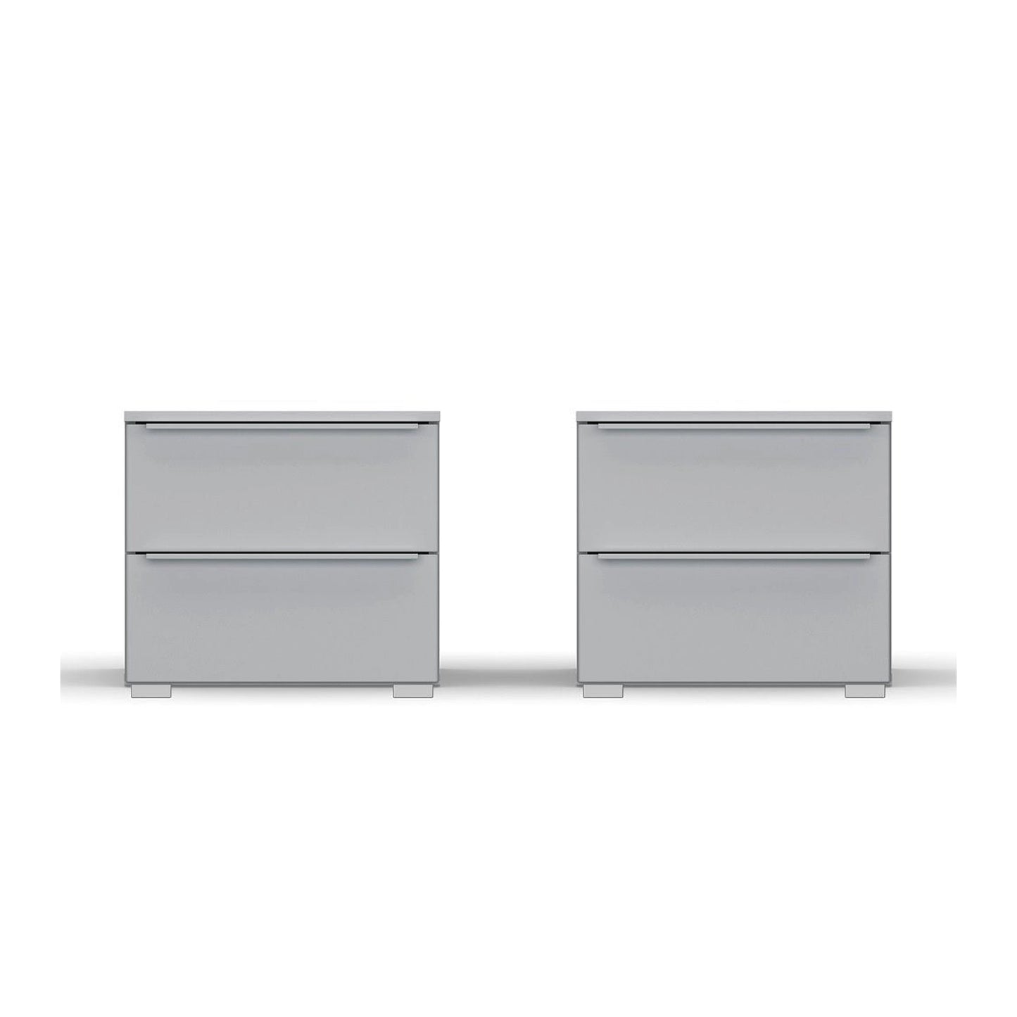 Rauch Novus 2 Drawer Beside Table in Silk Grey - Front View