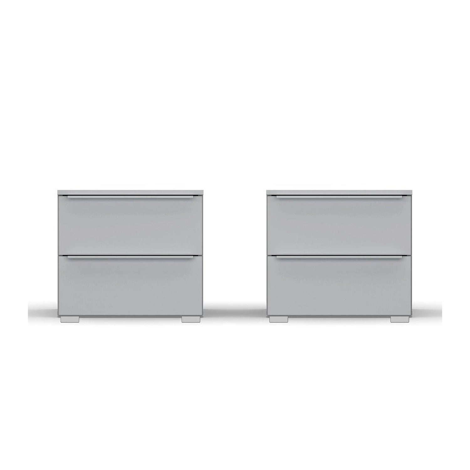 Rauch Novus 2 Drawer Beside Table in Silk Grey - Front View