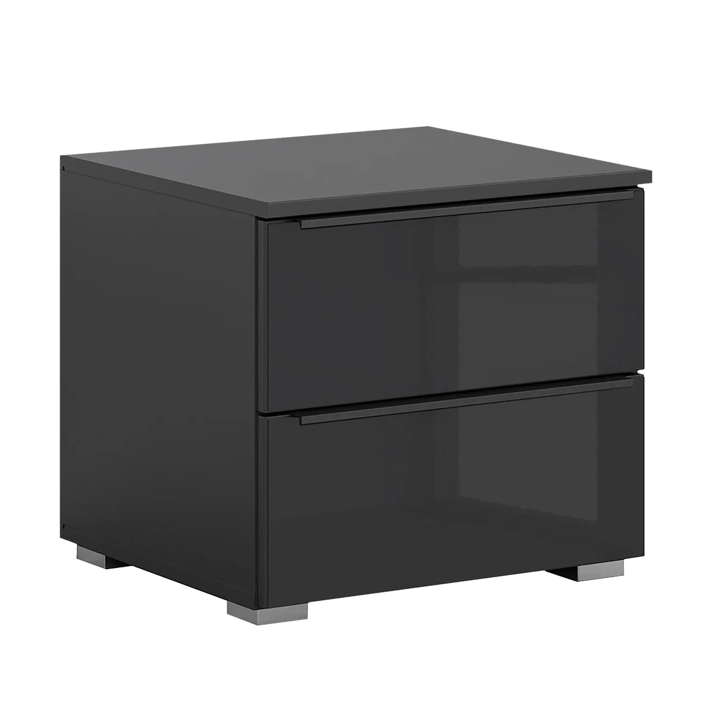 Rauch Novus 2 Drawer Beside Table With Glass in Graphite