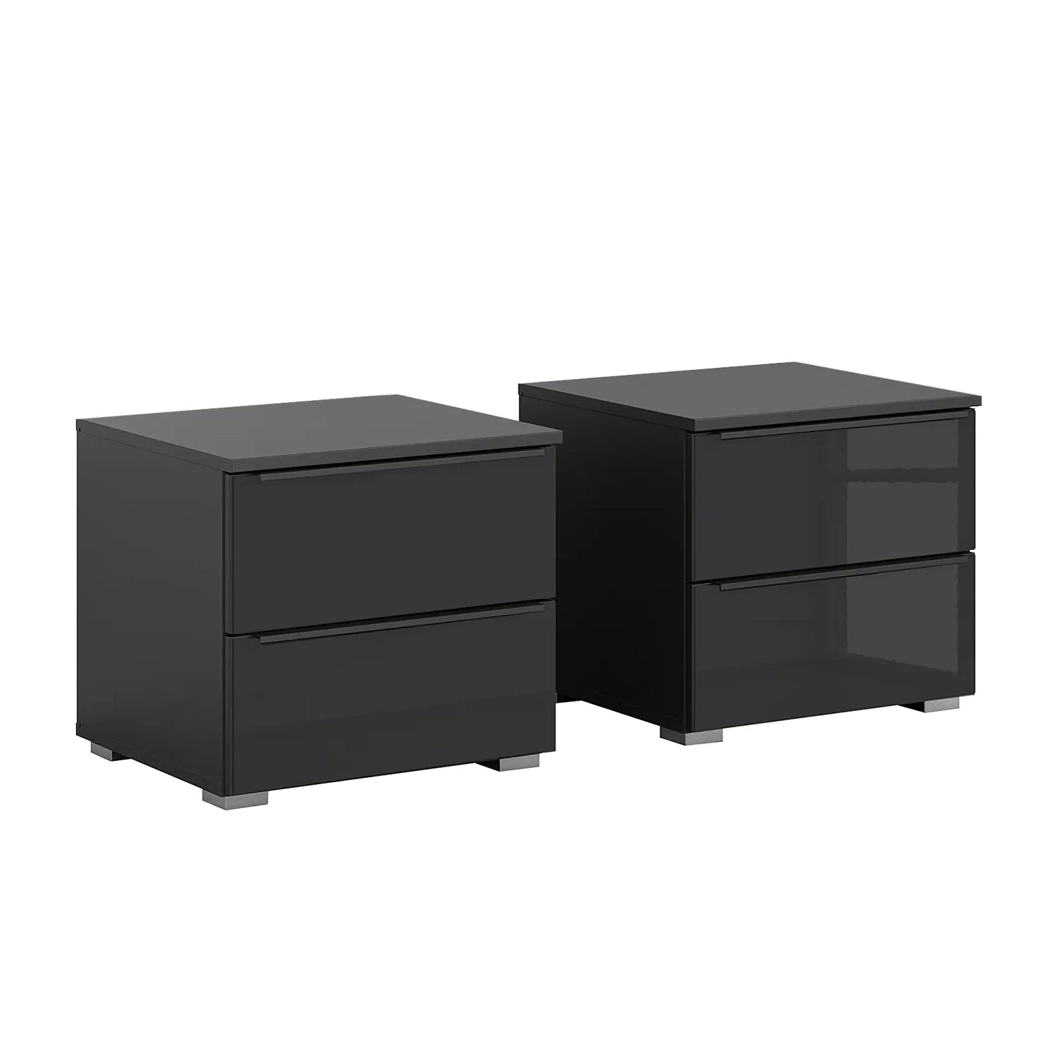 Rauch Novus 2 Drawer Beside Table With Glass in Graphite - Pair