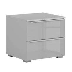 Rauch Novus 2 Drawer Beside Table With Glass in Silk Grey