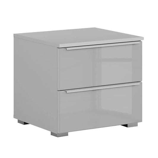 Rauch Novus 2 Drawer Beside Table With Glass in Silk Grey
