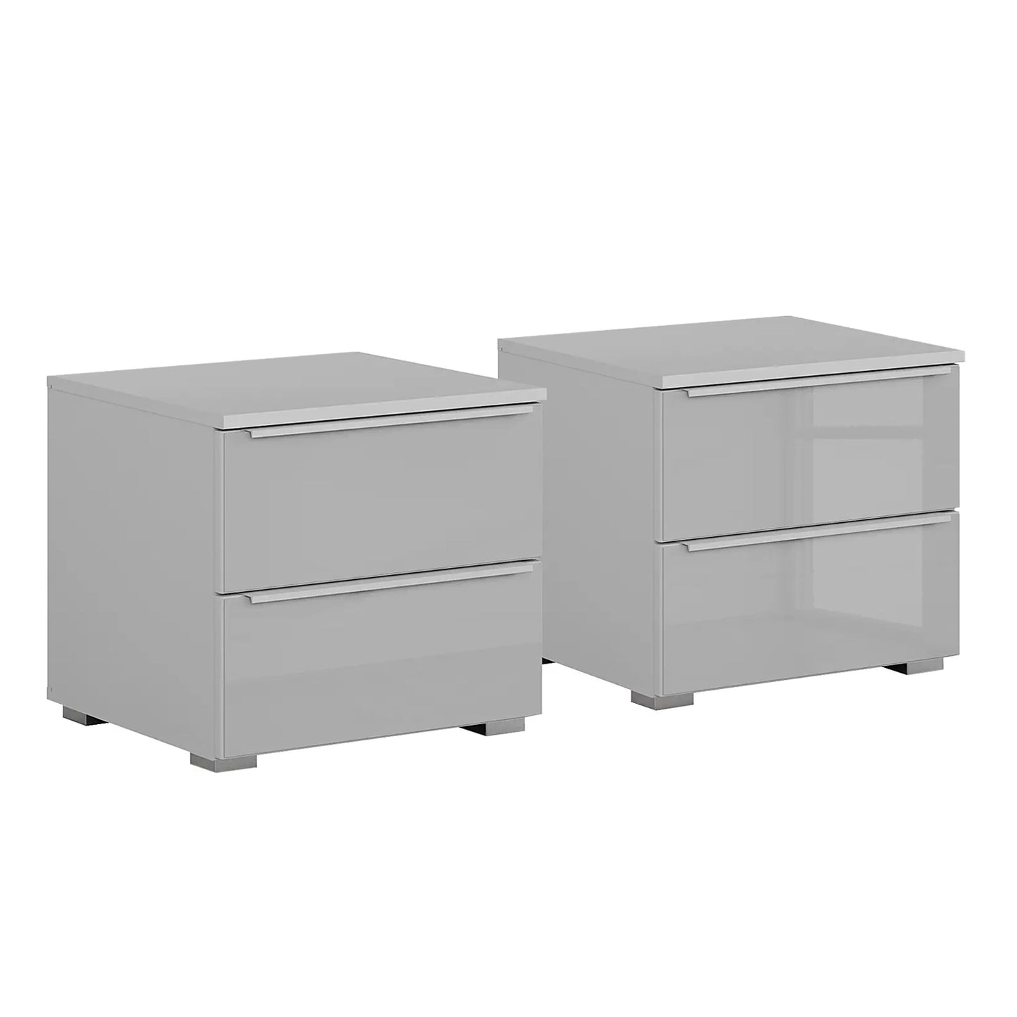 Rauch Novus 2 Drawer Beside Table With Glass in Silk Grey -Pair