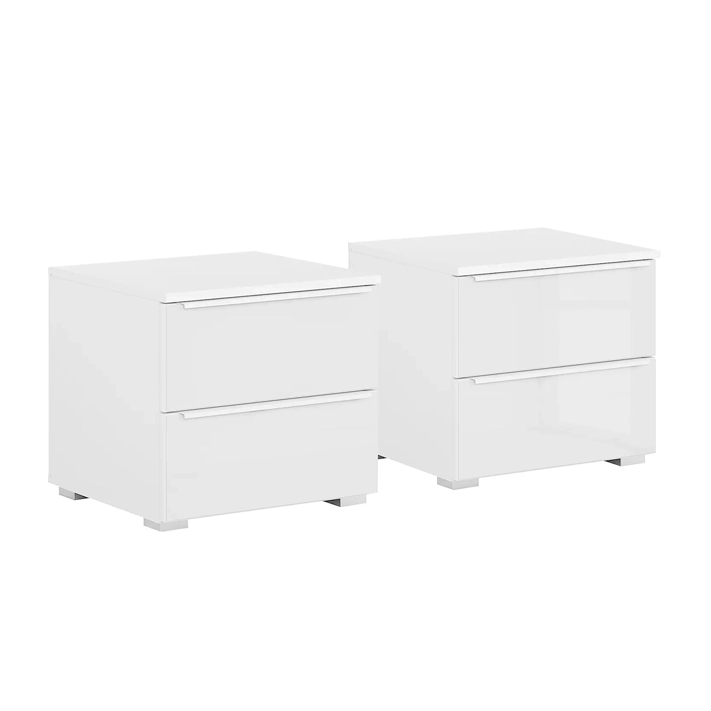 Rauch Novus 2 Drawer Beside Table With Glass in White - Pair