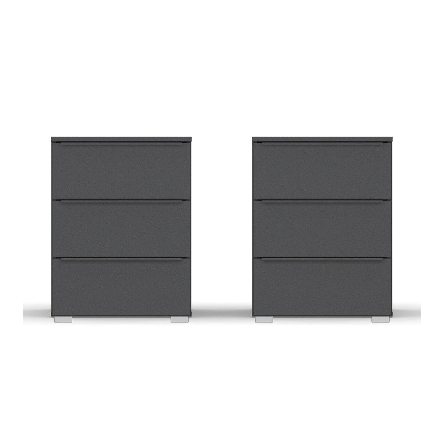 Rauch Novus 3 Drawer Beside Table in Graphite - Front View