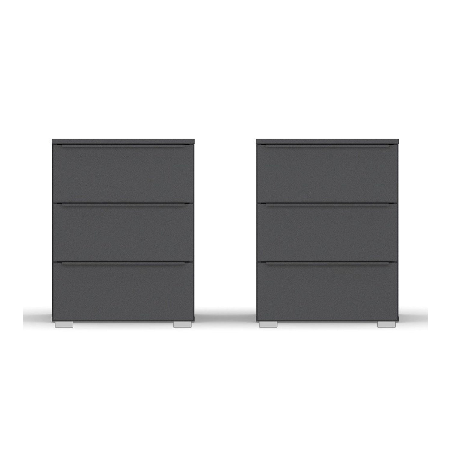 Rauch Novus 3 Drawer Beside Table in Graphite - Front View