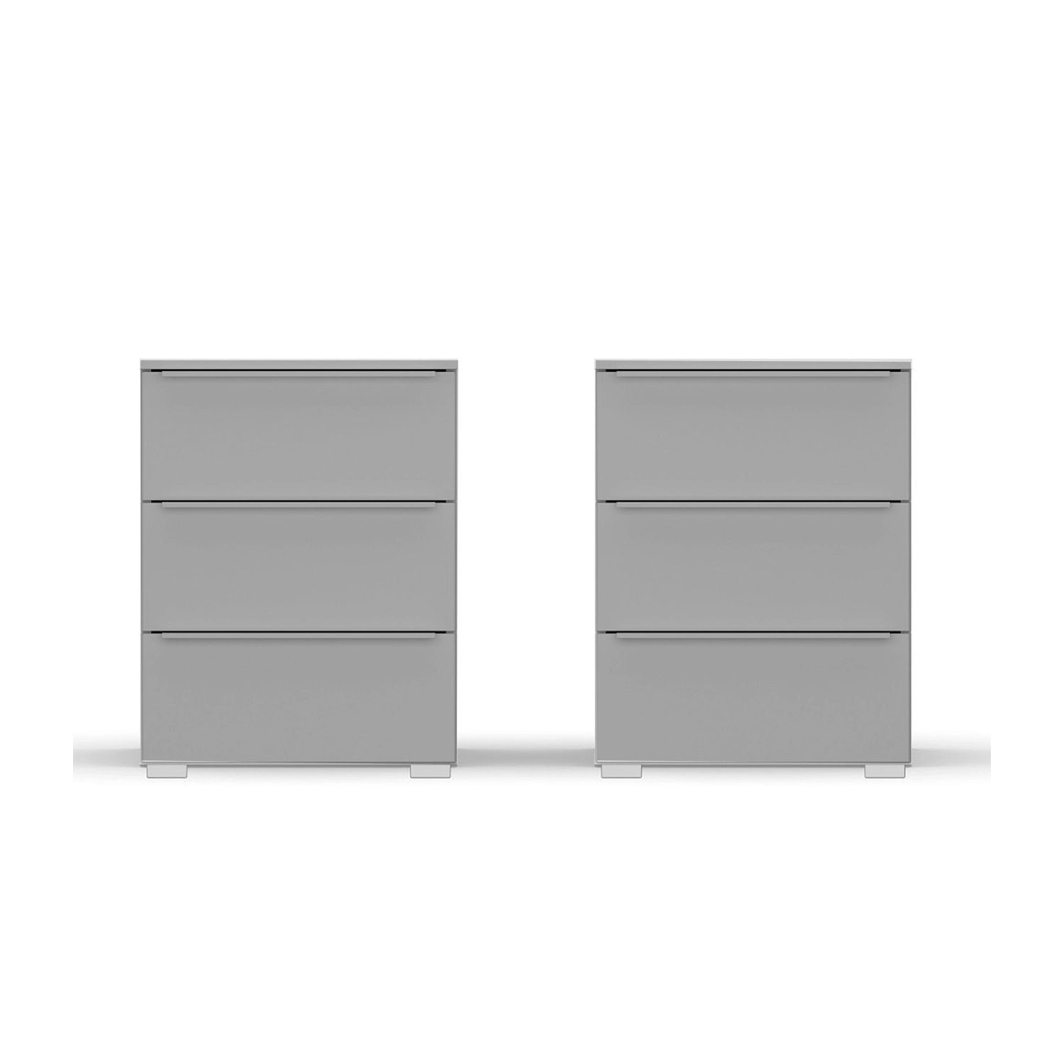 Rauch Novus 3 Drawer Beside Table in Silk Grey - Front View