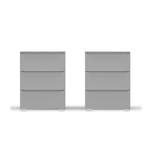 Rauch Novus 3 Drawer Beside Table in Silk Grey - Front View