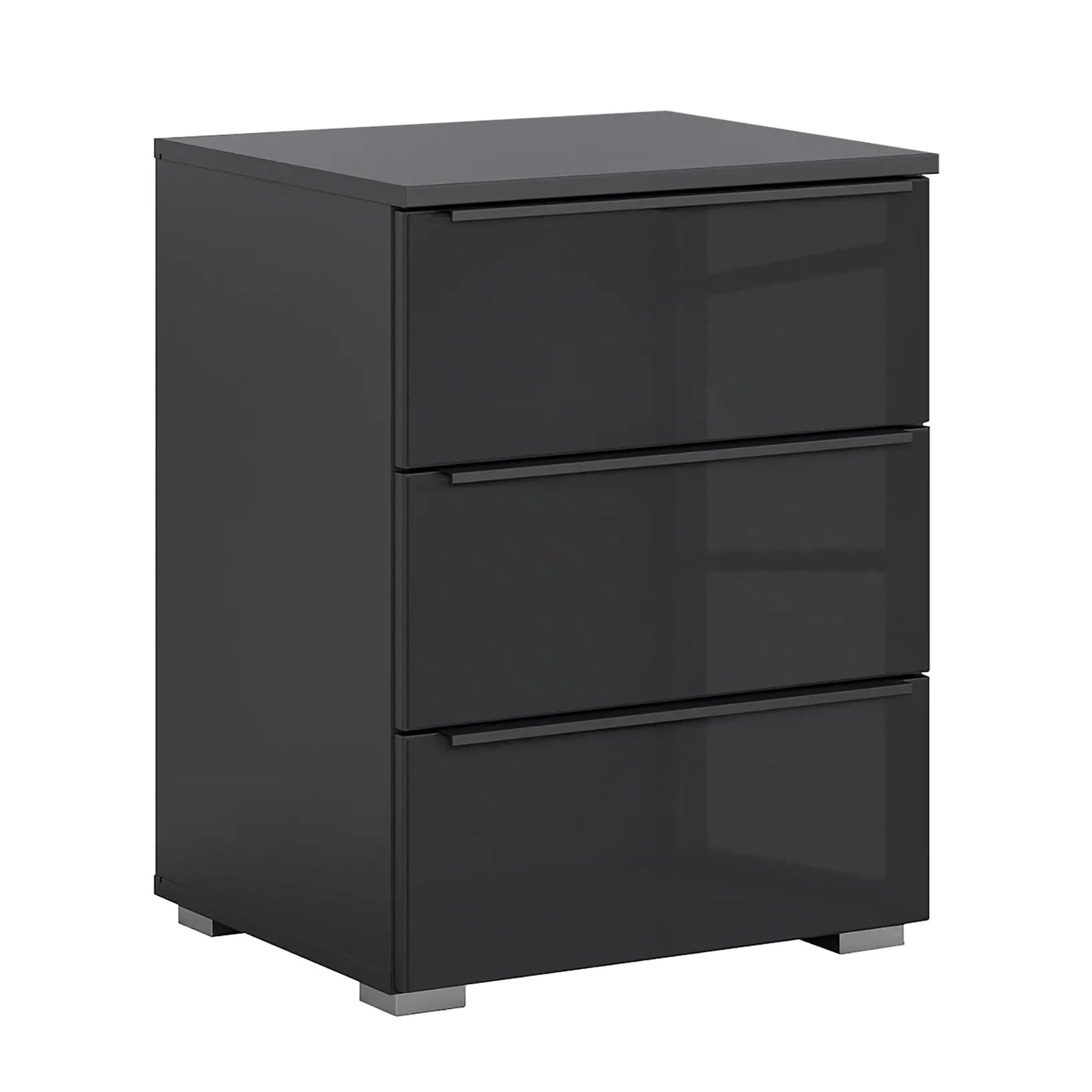 Rauch Novus 3 Drawer Beside Table With Glass in Graphite