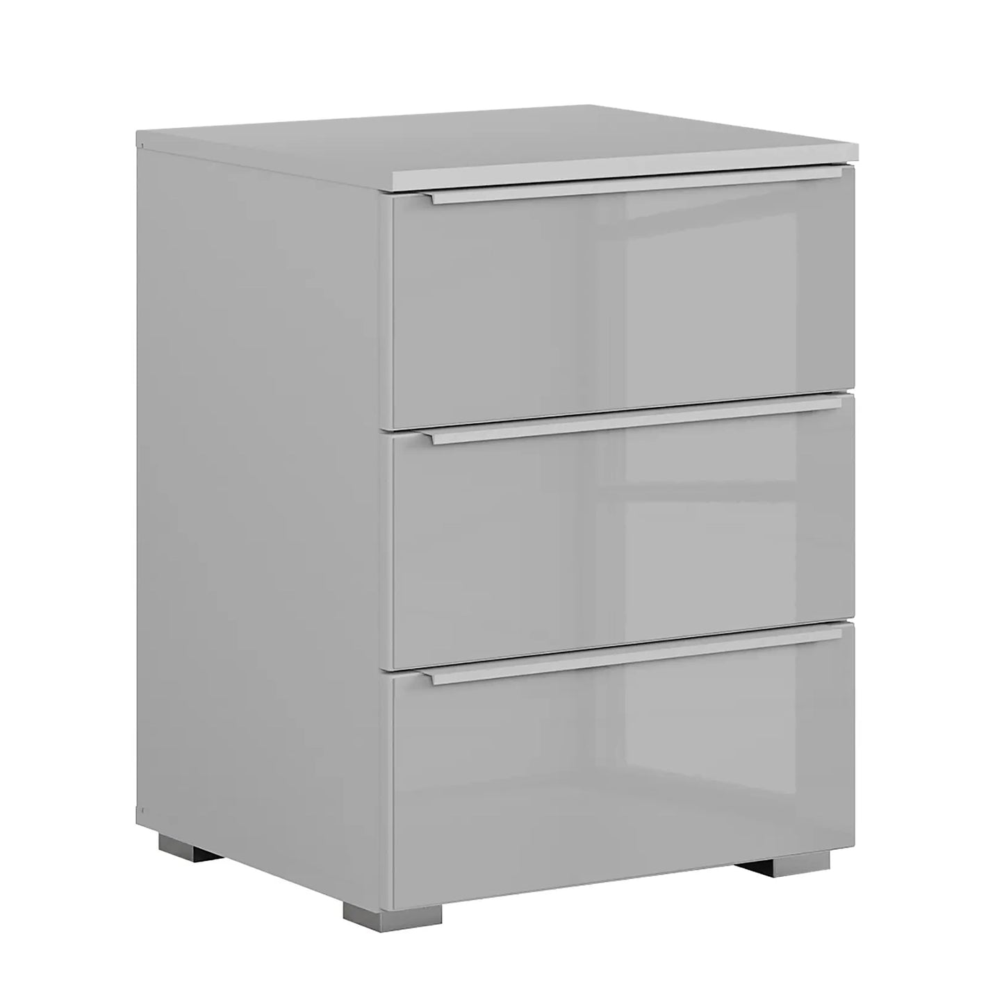 Rauch Novus 3 Drawer Beside Table With Glass in Silk Grey