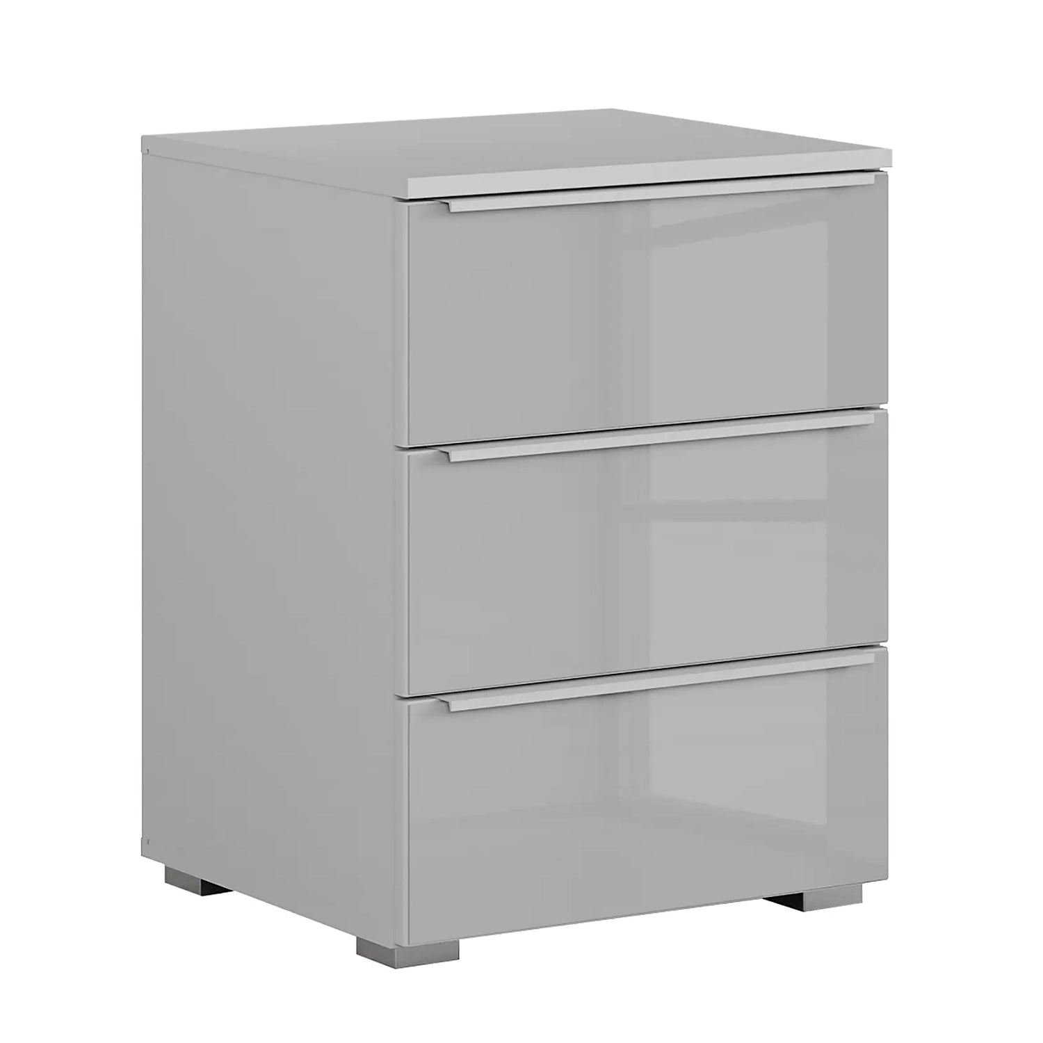 Rauch Novus 3 Drawer Beside Table With Glass in Silk Grey