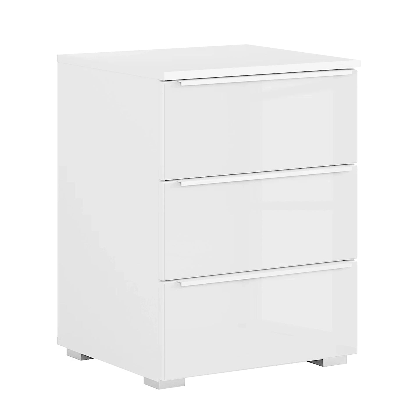 Rauch Novus 3 Drawer Beside Table With Glass in White