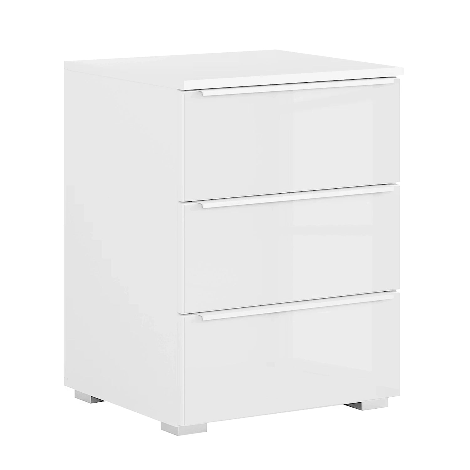 Rauch Novus 3 Drawer Beside Table With Glass in White