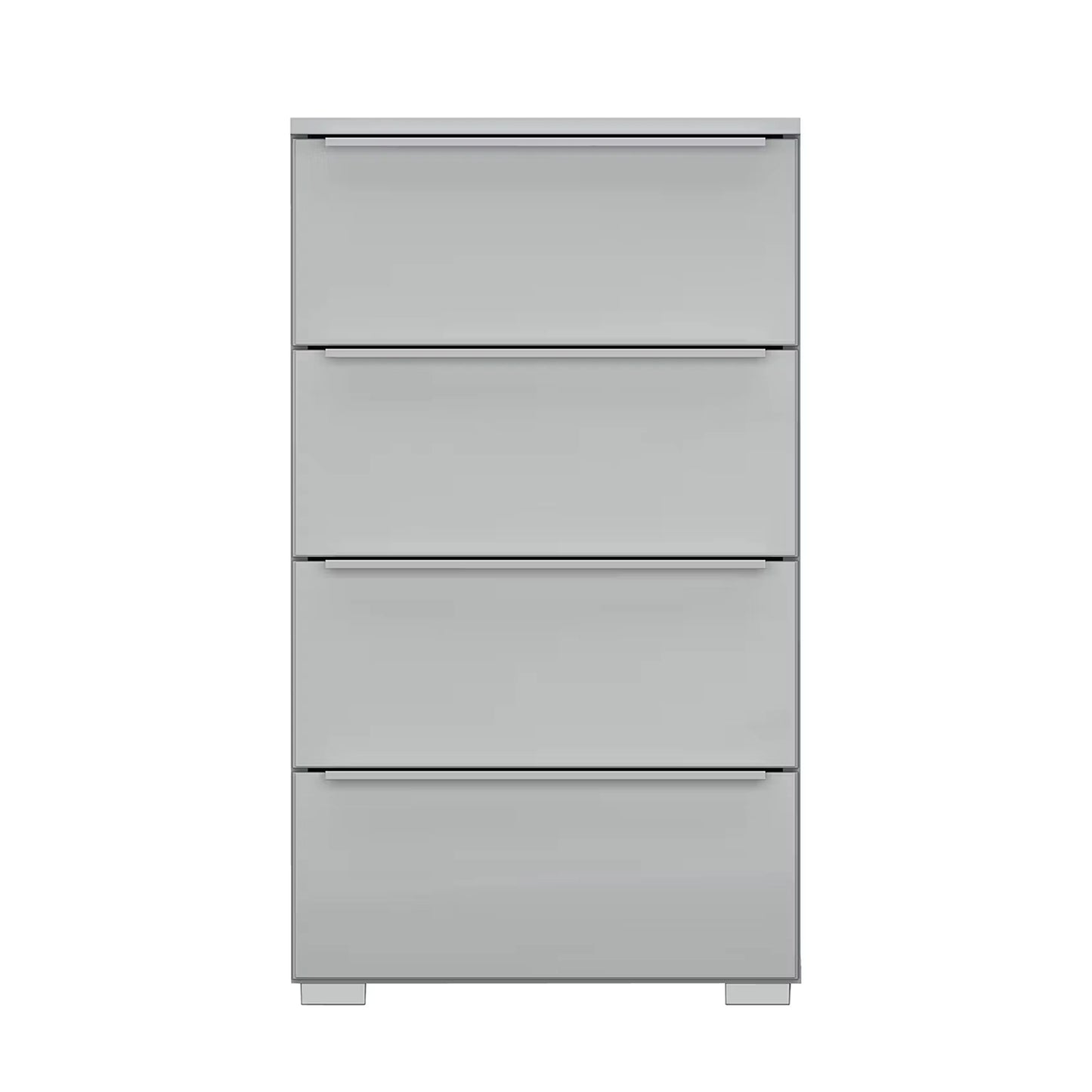 Rauch Novus 4 Drawer Narrow Chest With Glass in Silk Grey - Front View