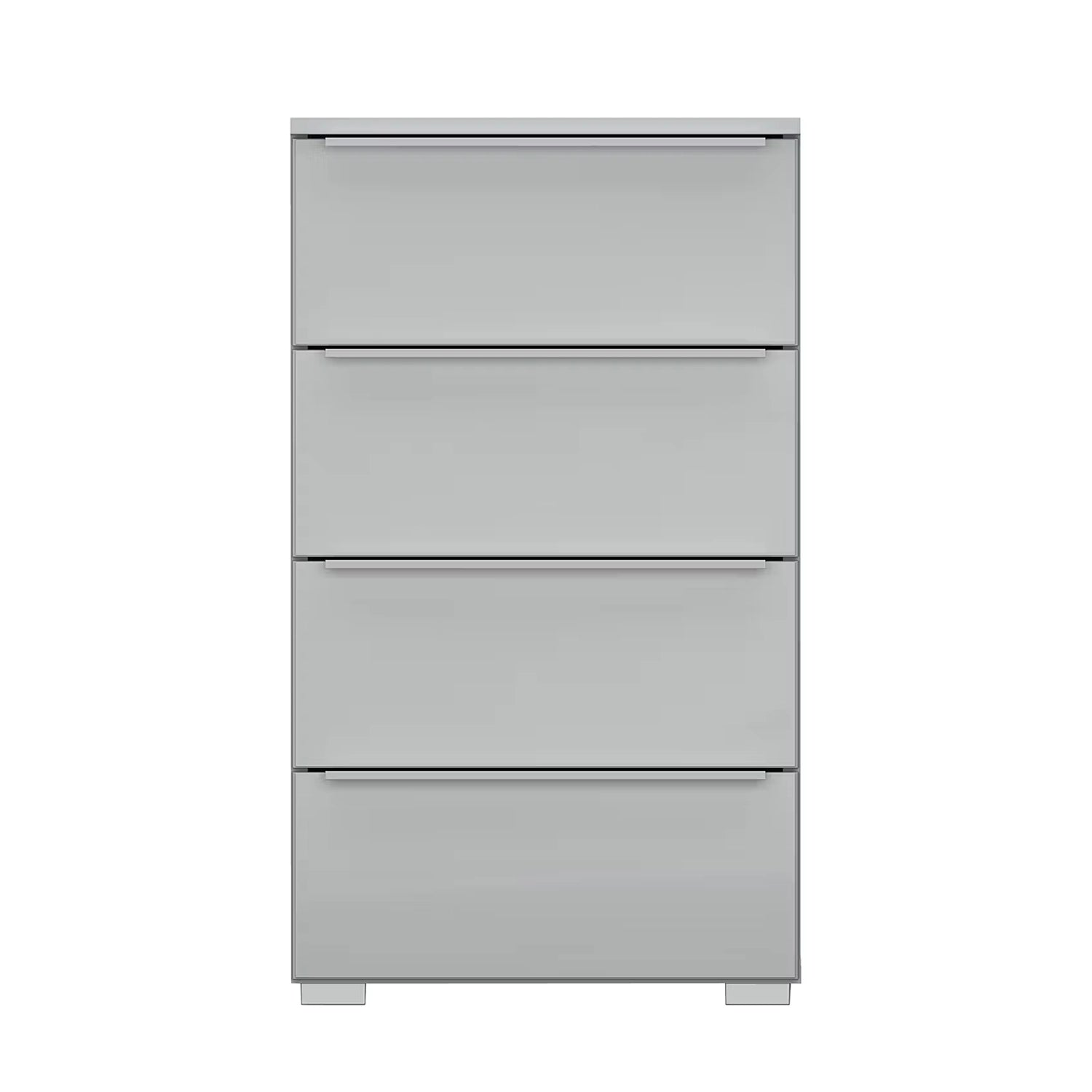 Rauch Novus 4 Drawer Narrow Chest With Glass in Silk Grey - Front View
