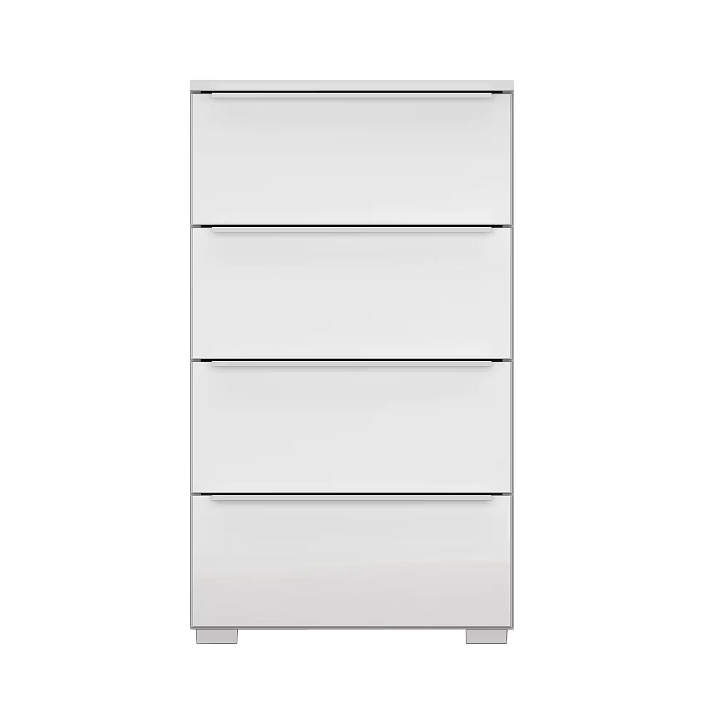 Rauch Novus 4 Drawer Narrow Chest With Glass in White - Front View