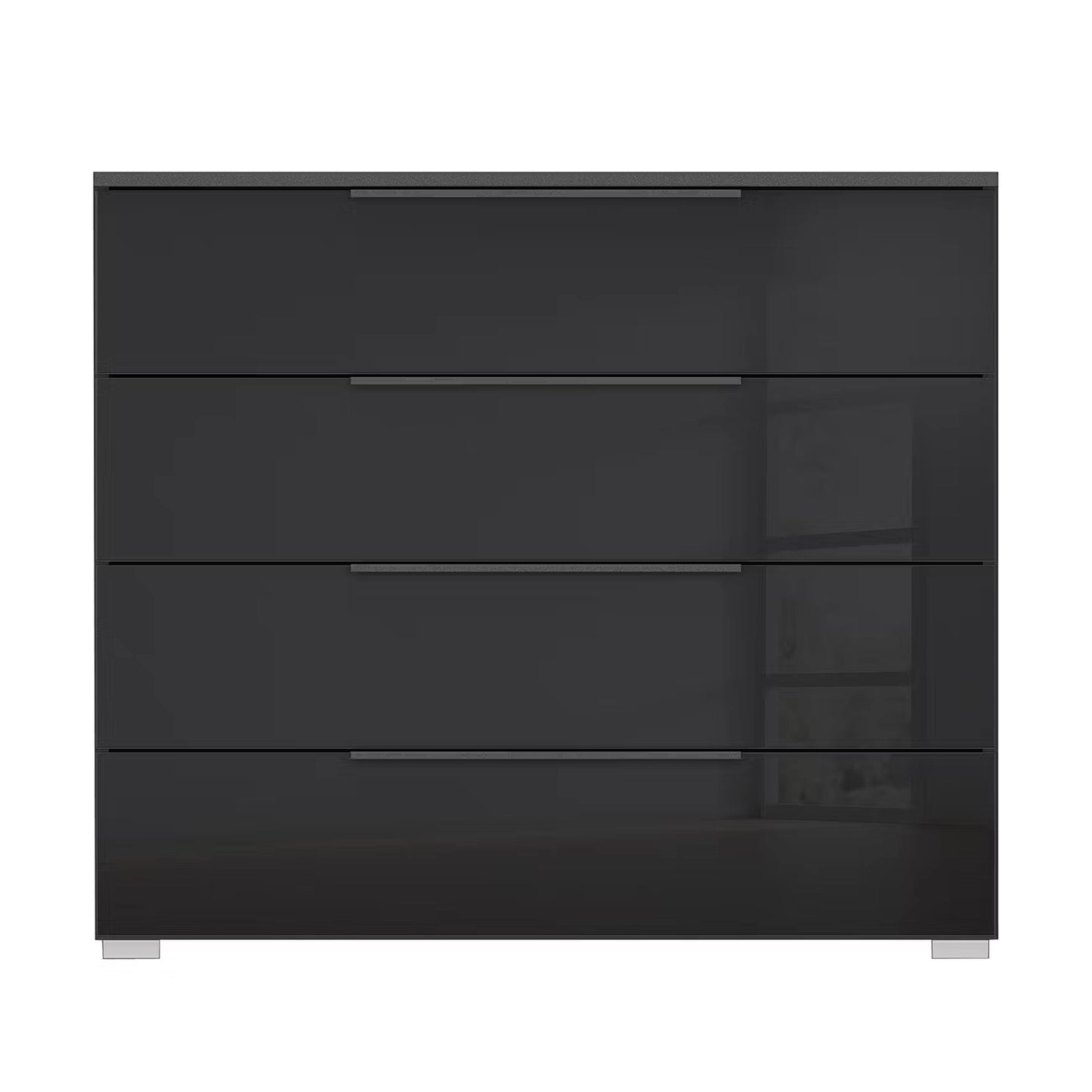 Rauch Novus 4 Drawer Wide Chest With Glass in Graphite - Front View