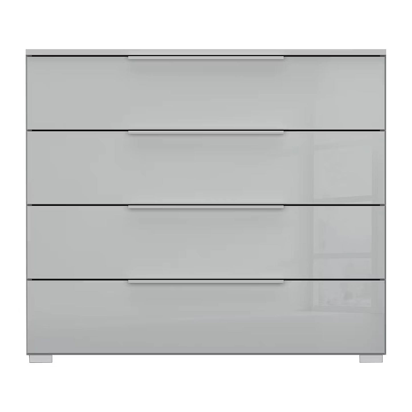 Rauch Novus 4 Drawer Wide Chest With Glass in Silk Grey - Front View