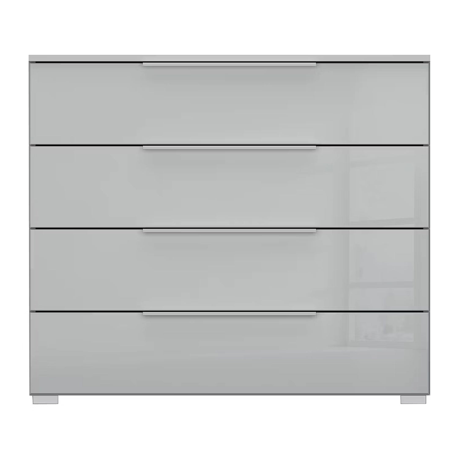 Rauch Novus 4 Drawer Wide Chest With Glass in Silk Grey - Front View