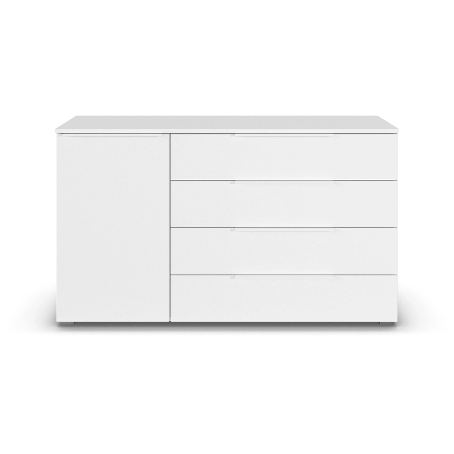 Rauch Novus Large 1 Door 4 Drawer Chest in White- W140cm - Front View