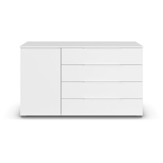 Rauch Novus Large 1 Door 4 Drawer Chest in White- W140cm - Front View