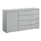 Rauch Novus Large 1 Door 4 Drawer Chest With Glass in Silk Grey - W140cm