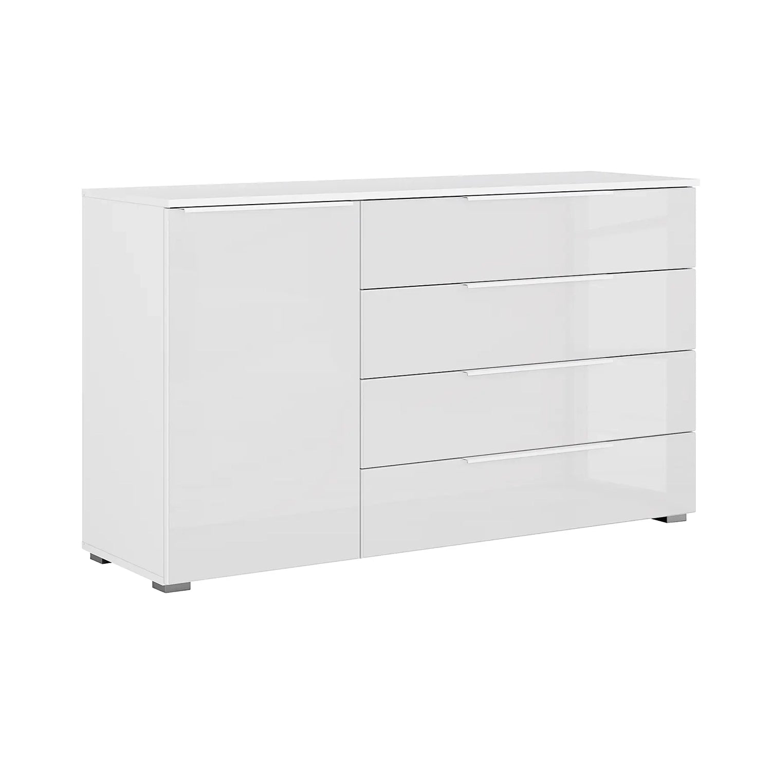 Rauch Novus Large 1 Door 4 Drawer Chest With Glass in White - W140cm