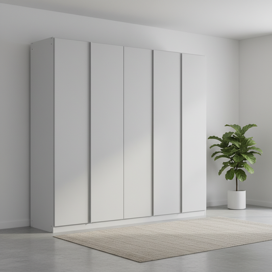 Rauch Novus Silk Grey 5 Door Hinged Wardrobe  W226cm Height 210cm