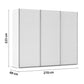 Rauch 270cm White Large 3 door Contido Sliding Wardrobe with Premium Interior  with dimensions labeled on a white background