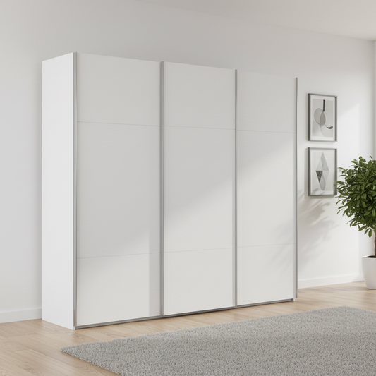 Rauch Orange Plus contido White Decor three door sliding Wardrobe 