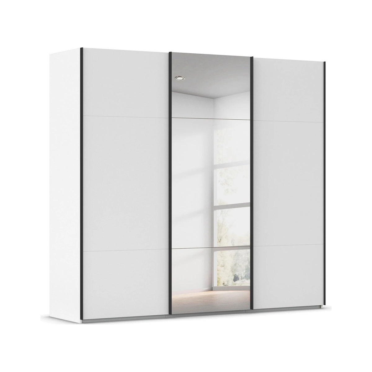 Rauch Contido 3 Door Sliding Wardrobe in White with black strips