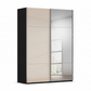 Rauch Contido Champagne Glass Front 2 Door sliding wardrobe with one mirror door and Black Carcase