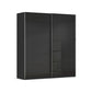 Rauch Orange Plus Contido black Glass two door sliding wardrobe with three-panel doors