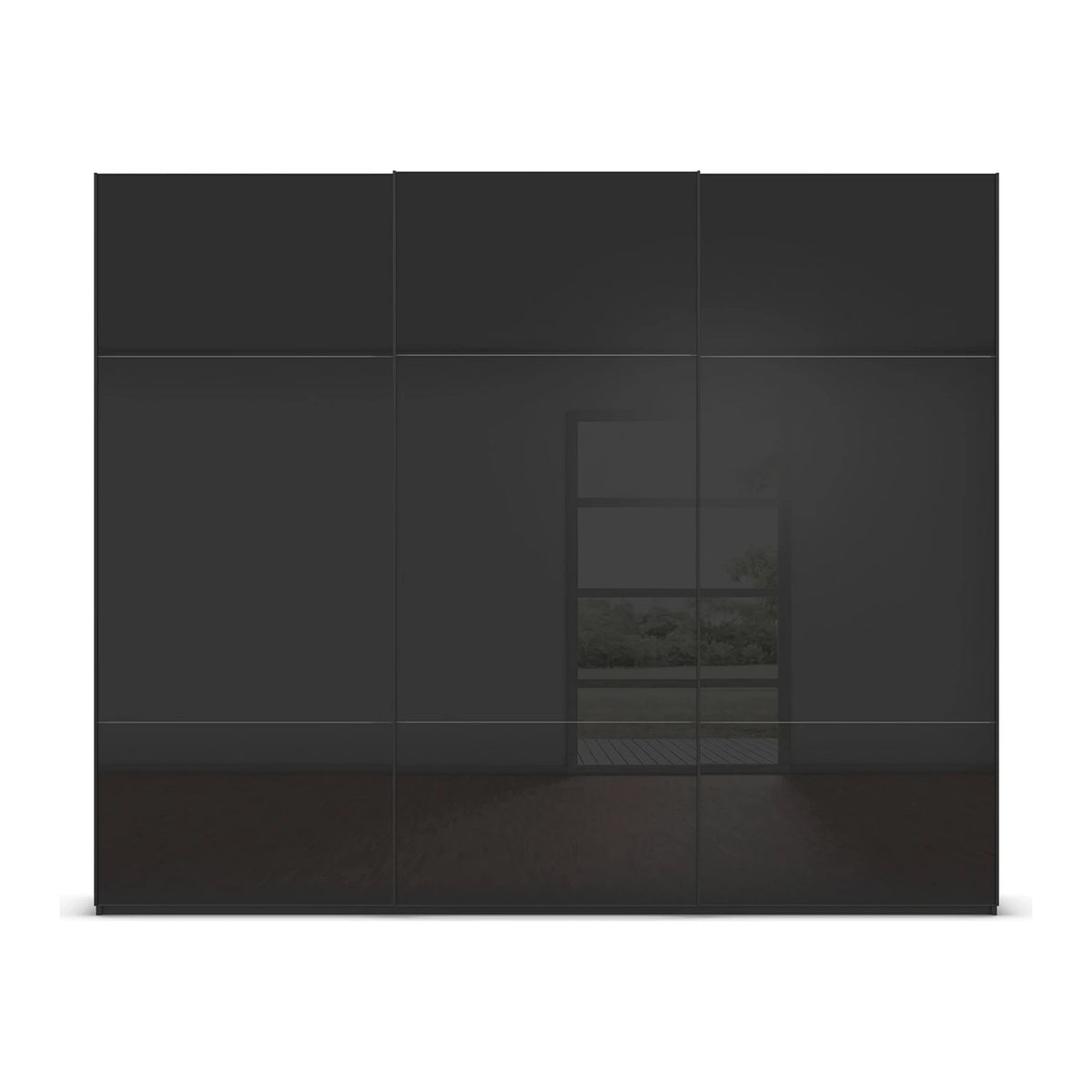 Rauch Contido Premium Sliding Door wardrobe in Black Glass finish