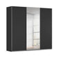 Rauch Orange Plus Contido Large Black Matt colour 3 Door Sliding Wardrobe with Mirror on the Middle door