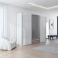 Rauch Orange Plus contido White Glass front three door sliding Wardrobe With Mirror on the Middle Door