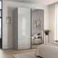 Modern Rauch Orange Plus Contido Silk Grey Glass Sliding Door Wardrobe with Mirror and. Chrome Handles