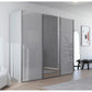 Rauch Orange Plus Contido Silk Grey Glass Large 3 Door Sliding Wardrobe with Middle Mirror Door