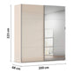 Rauch Orange Plus W200cm Contido champagne decor sliding two door wardrobe with mirror dimensions labeled on a white background
