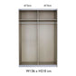 Rauch Freja Glass Door Sliding Wardrobe internal compartments with Dimensions