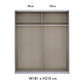 Rauch Freja Glass Door Sliding Wardrobe internal compartments with Dimensions