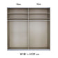 Rauch Freja Glass Door Sliding Wardrobe internal compartments with Dimensions