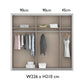 Rauch Freja Glass Door Sliding Wardrobe internal compartments with Dimensions