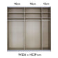 Rauch Freja Glass Door Sliding Wardrobe internal compartments with Dimensions